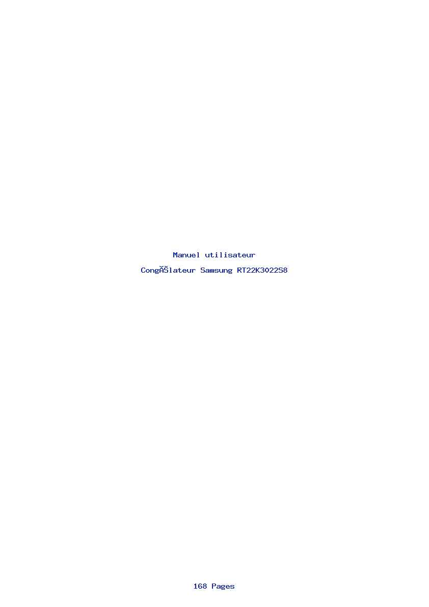 Page 1 de la notice Manuel utilisateur Samsung RT22K3022S8