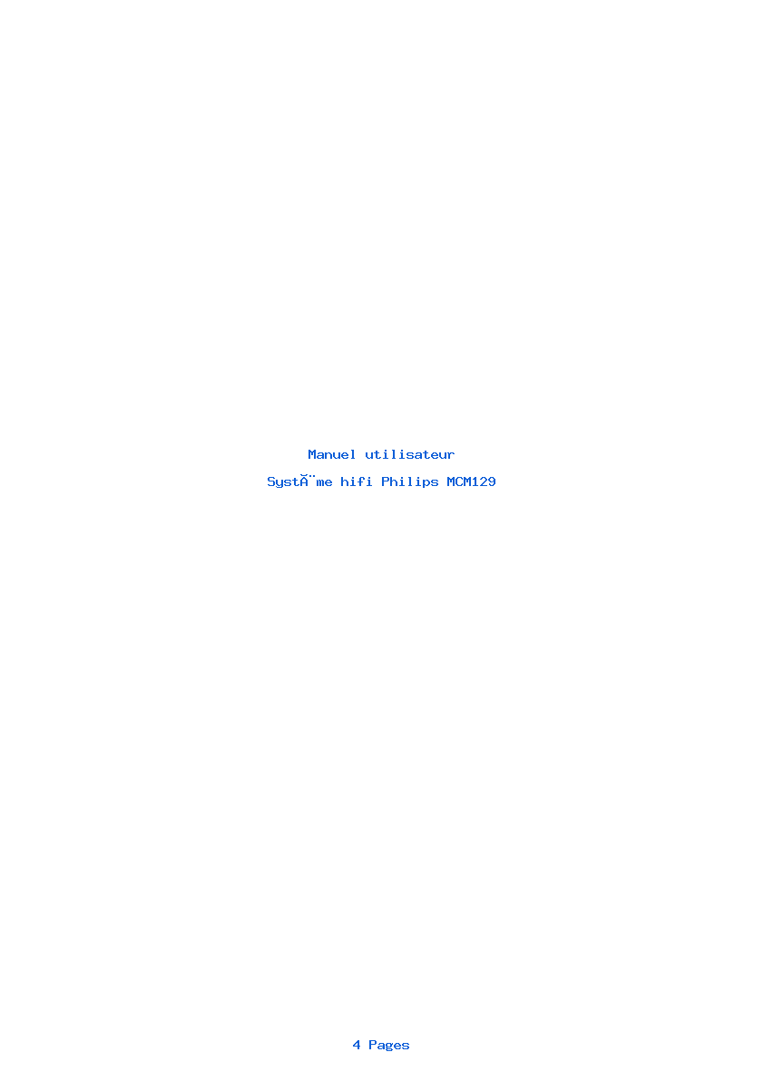 Page 1 de la notice Manuel utilisateur Philips MCM129