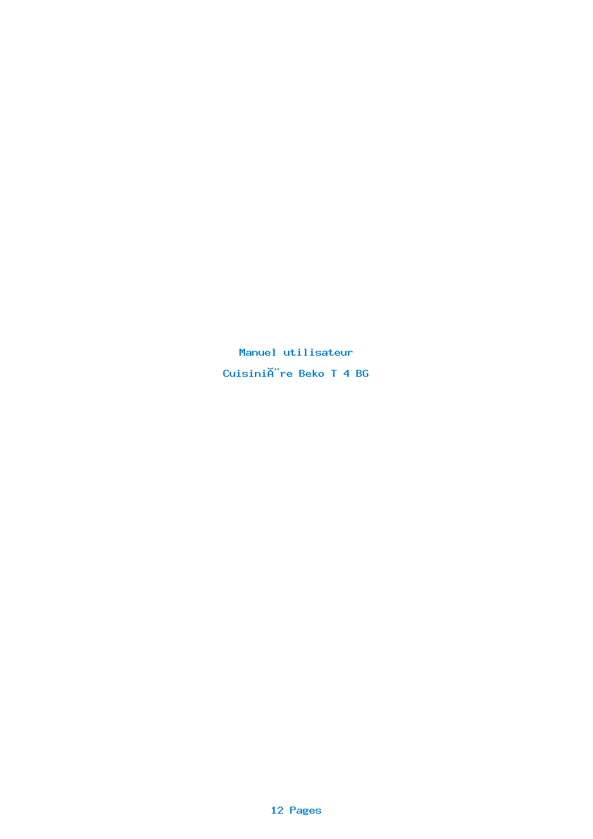 Page 1 de la notice Manuel utilisateur Beko T 4 BG