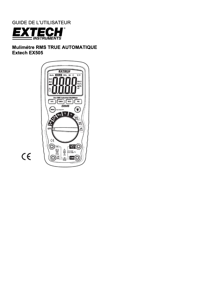 Page 1 de la notice Manuel utilisateur Extech EX505