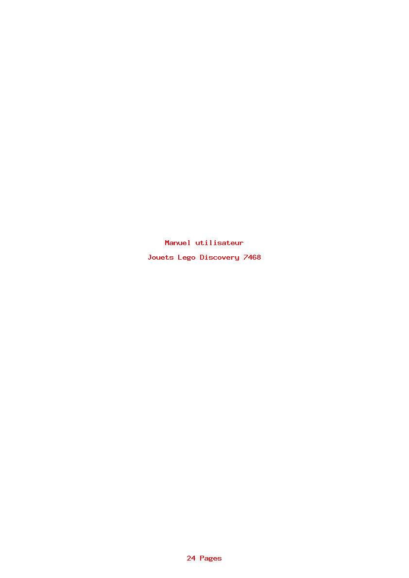 Page 1 de la notice Manuel utilisateur Lego Discovery 7468