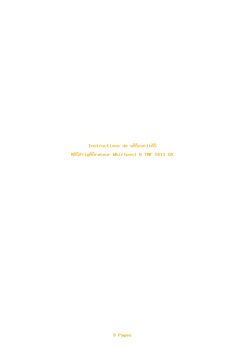 Image de la première page du manuel de l'appareil B TNF 5011 OX