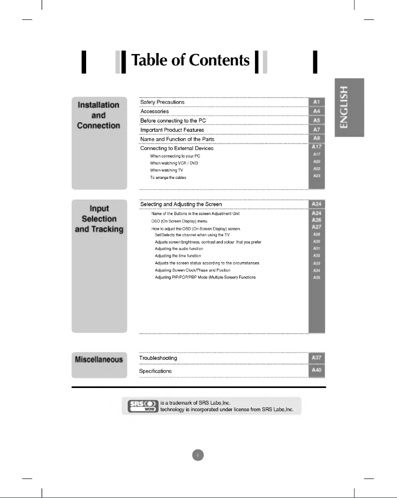 Page 1 de la notice Manuel utilisateur LG M203WX-BZ