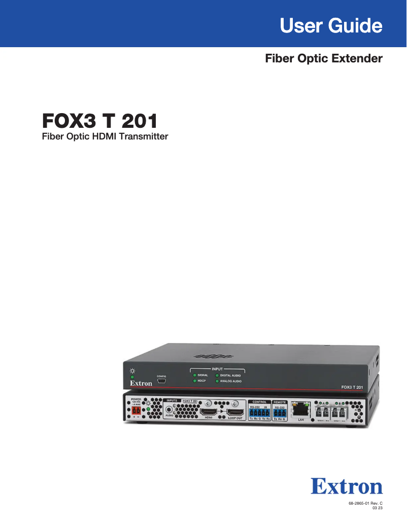 Page 1 de la notice Manuel utilisateur Extron FOX3 T 201