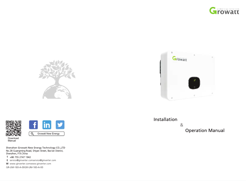 Page 1 de la notice Manuel utilisateur Growatt MID 22KTL3-X1