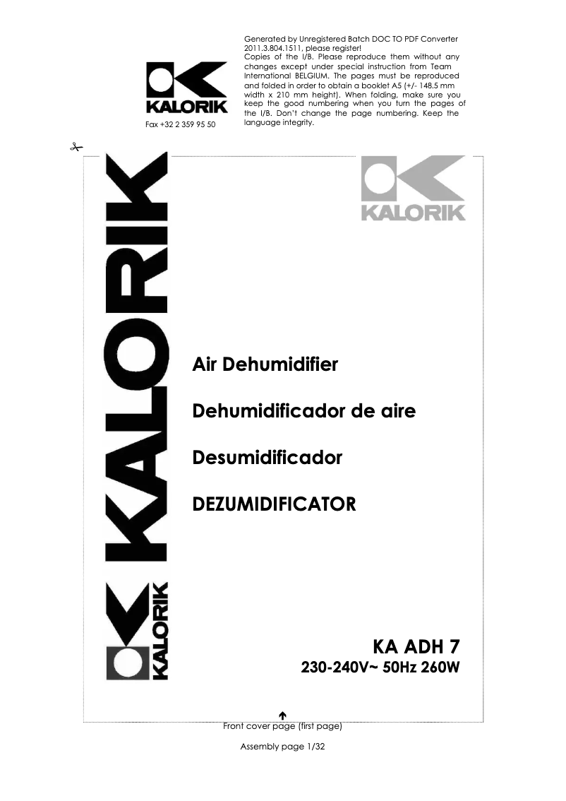 Página 1 del manual Manual de usuario Kalorik KA ADH 7