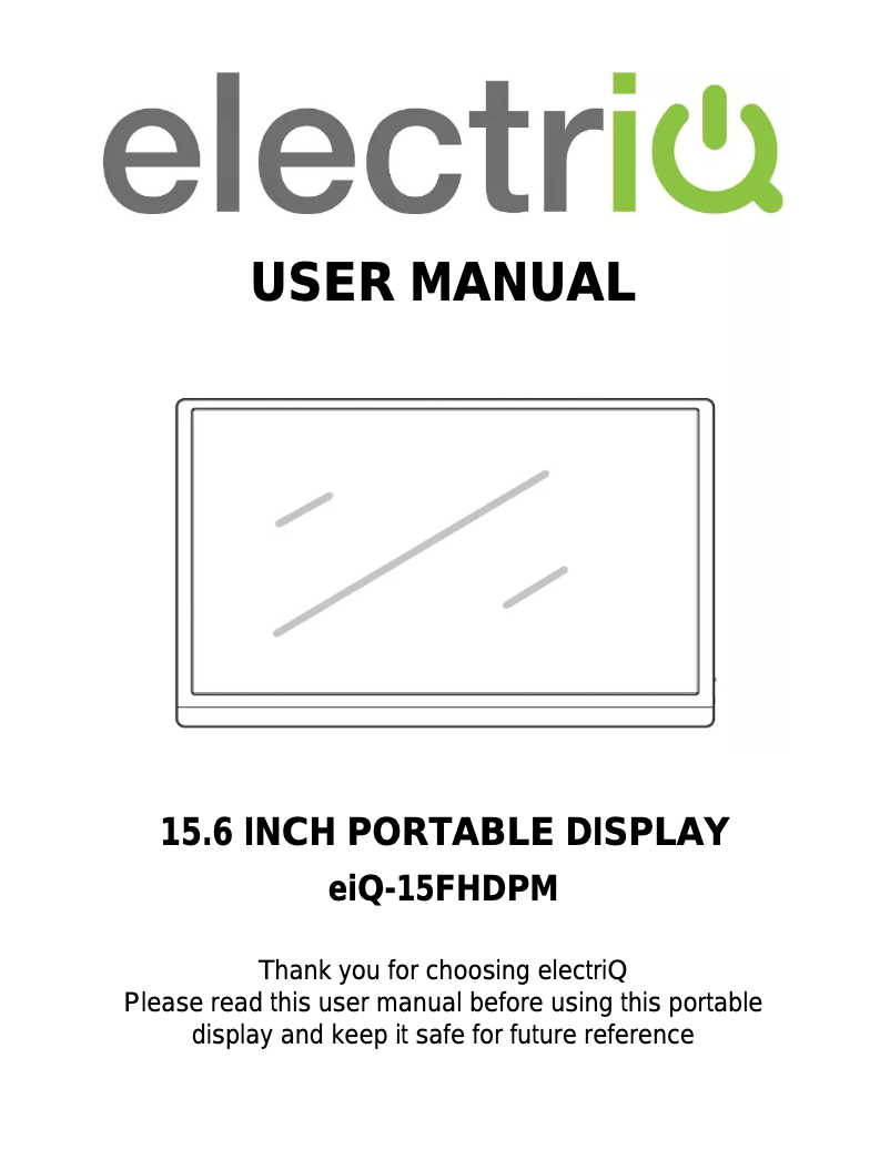 Page 1 de la notice Manuel utilisateur ElectriQ eiQ-15FHDPM