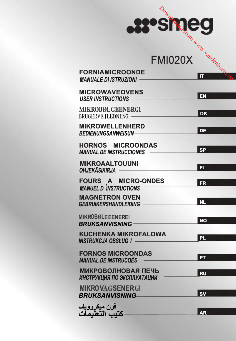 Página 1 del manual Manual de usuario Smeg FMI020X