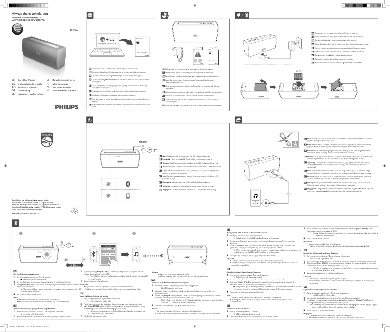 Page 1 of the manual Quick Start Guide Philips BT3000B
