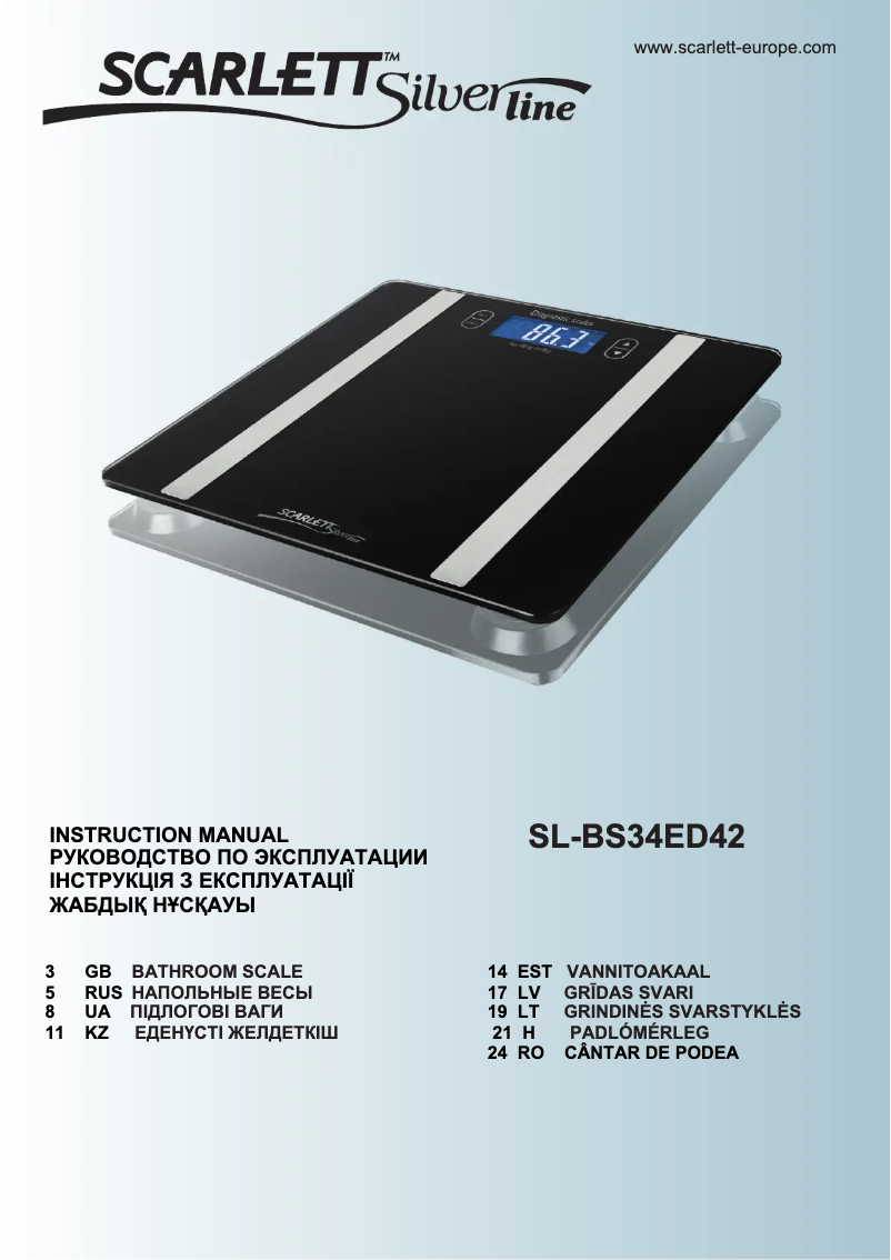 Page 1 de la notice Manuel utilisateur Scarlett SL-BS34ED42