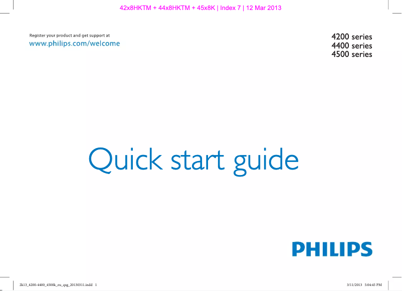 Page n°1 - Guide de démarrage rapide Philips 42PFL4208T