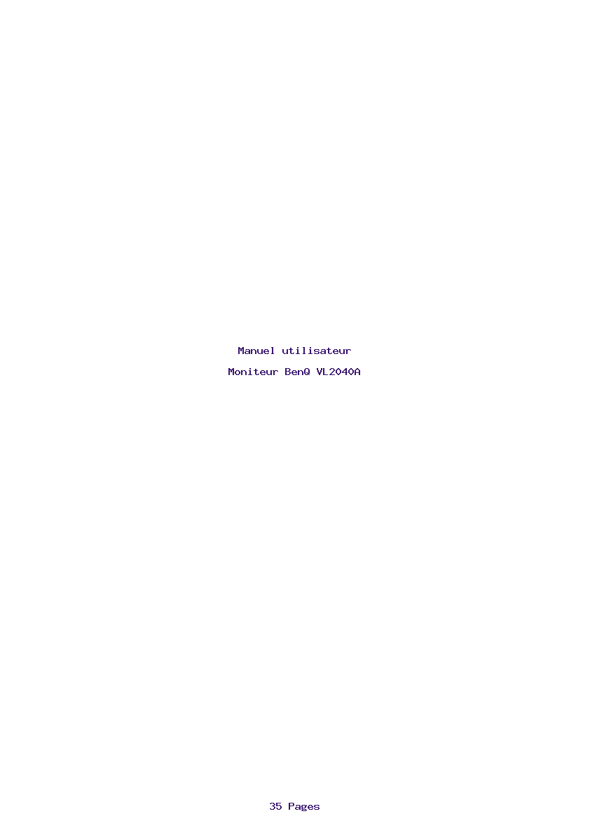 Page 1 de la notice Manuel utilisateur BenQ VL2040A