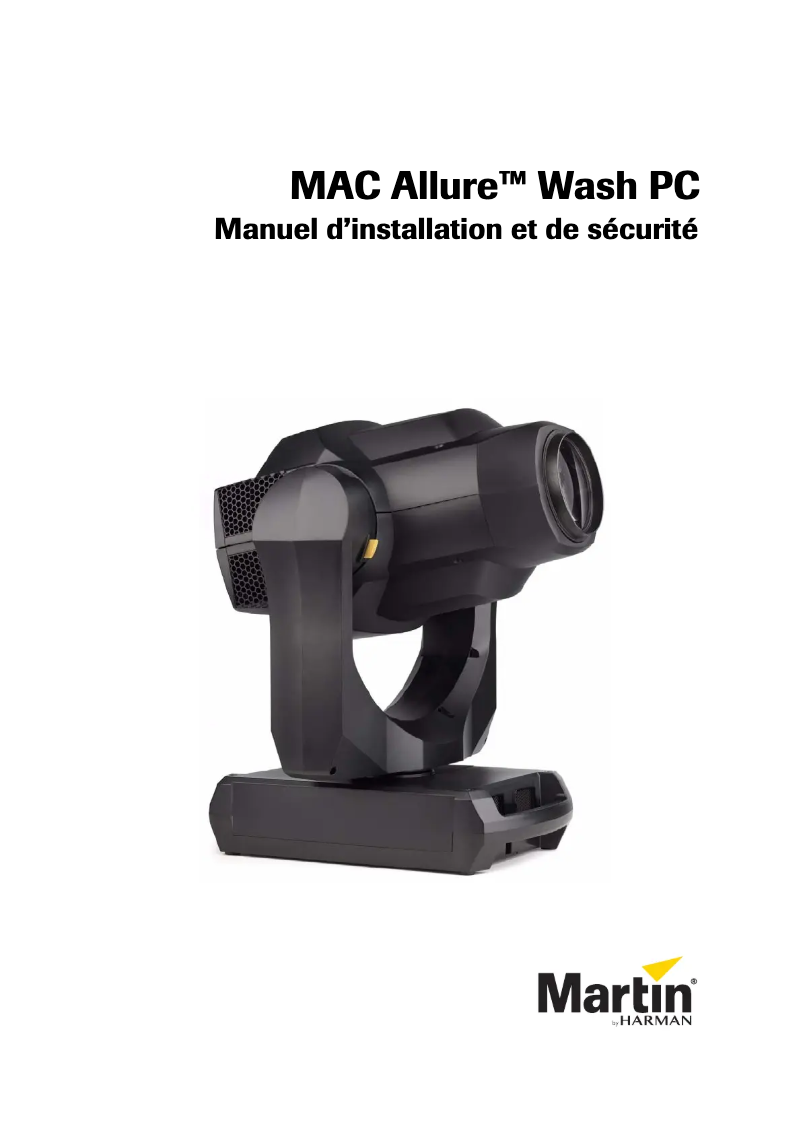 Page 1 de la notice Guide d'installation Martin MAC Allure Wash PC