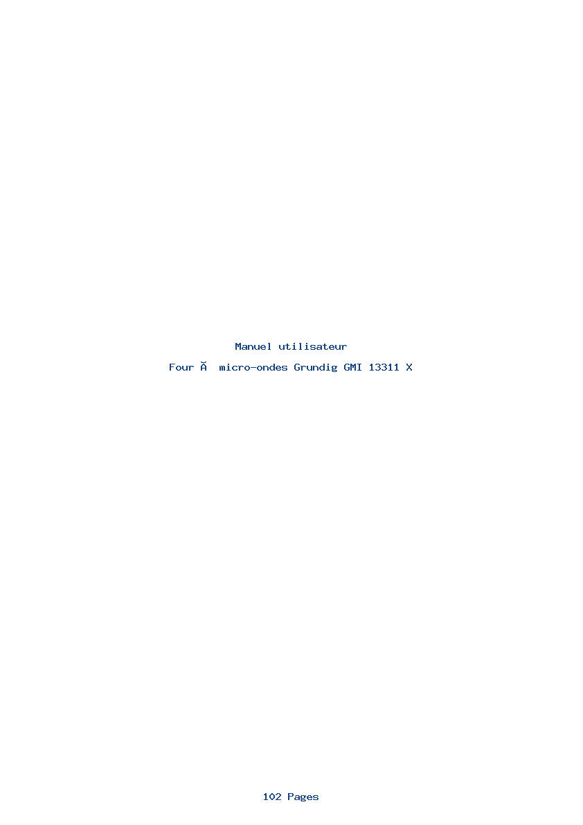 Page 1 de la notice Manuel utilisateur Grundig GMI 13311 X