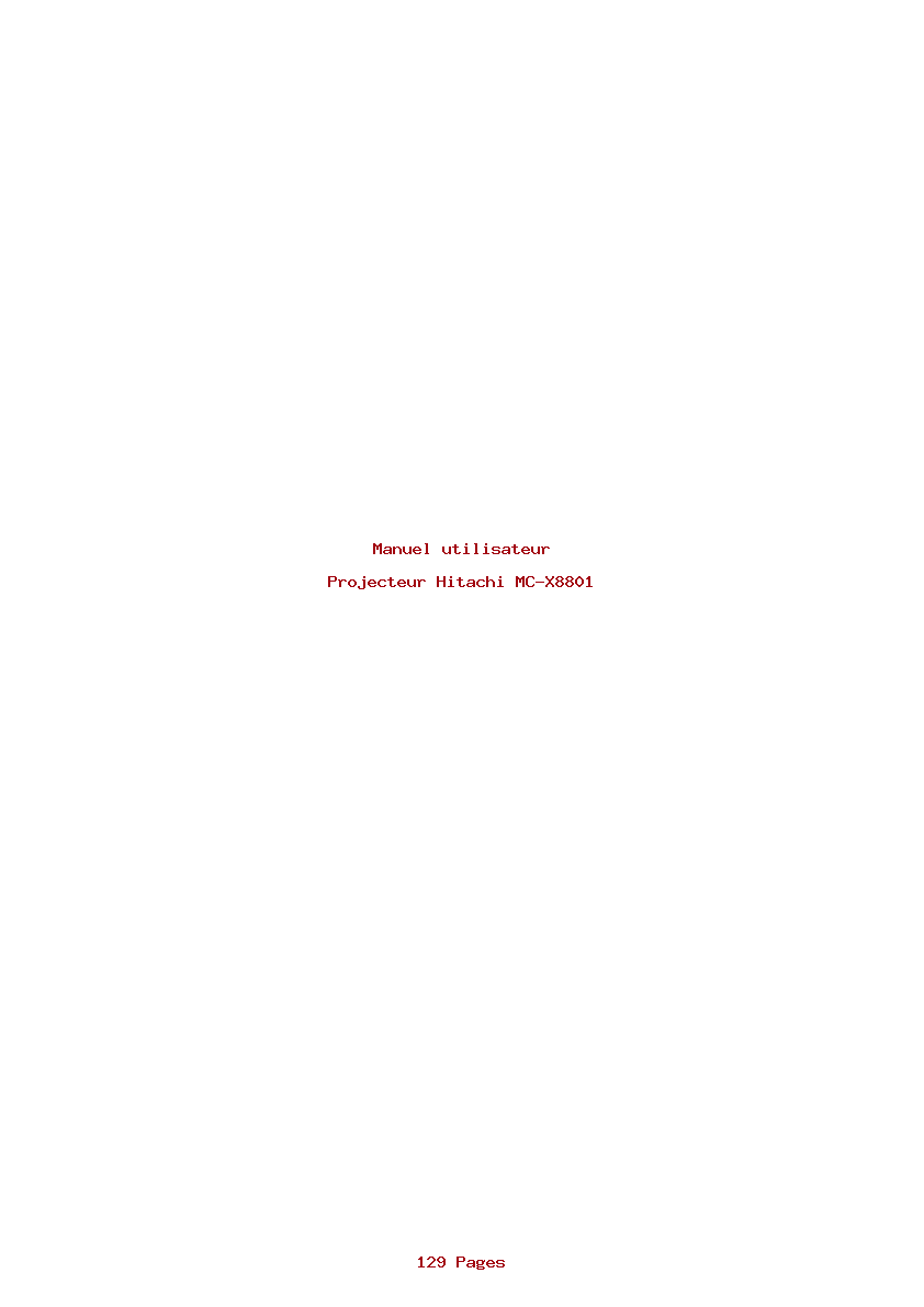 Page 1 de la notice Manuel utilisateur Hitachi MC-X8801
