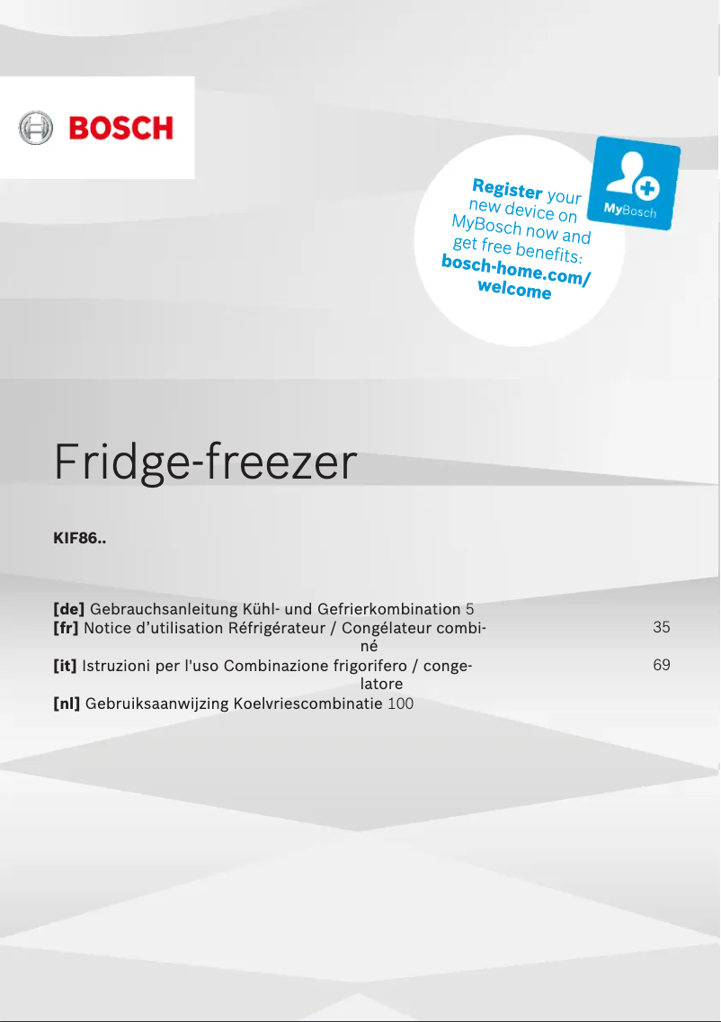 Page 1 de la notice Manuel utilisateur Bosch MKK178NE8A