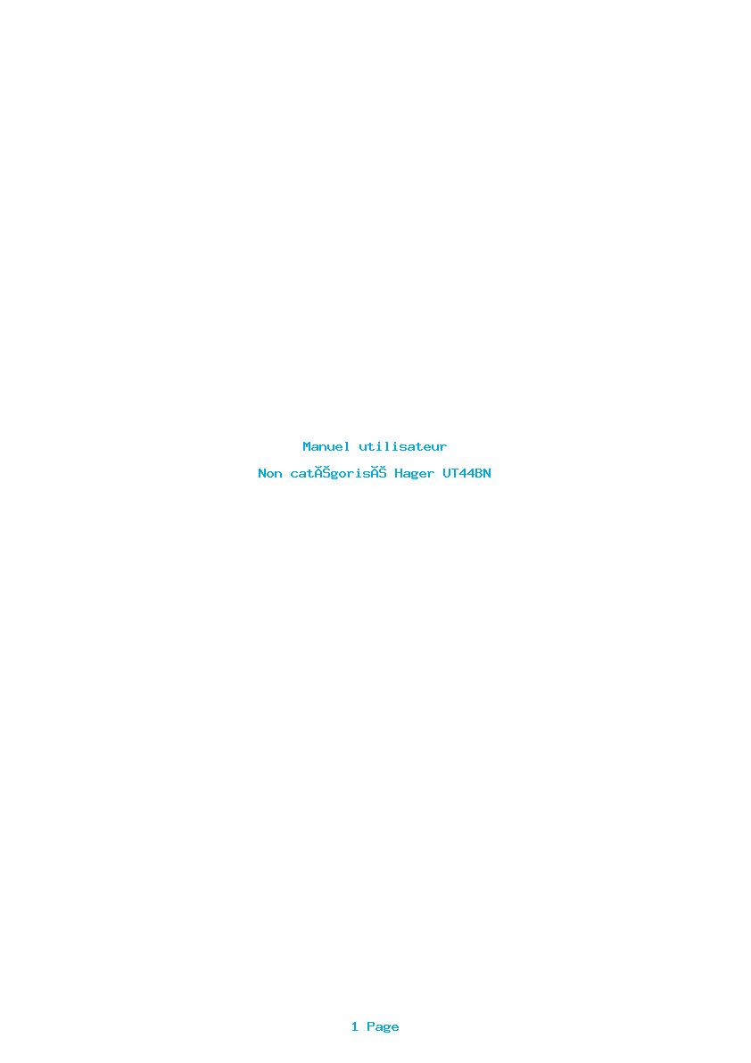 Page 1 de la notice Manuel utilisateur Hager UT44BN