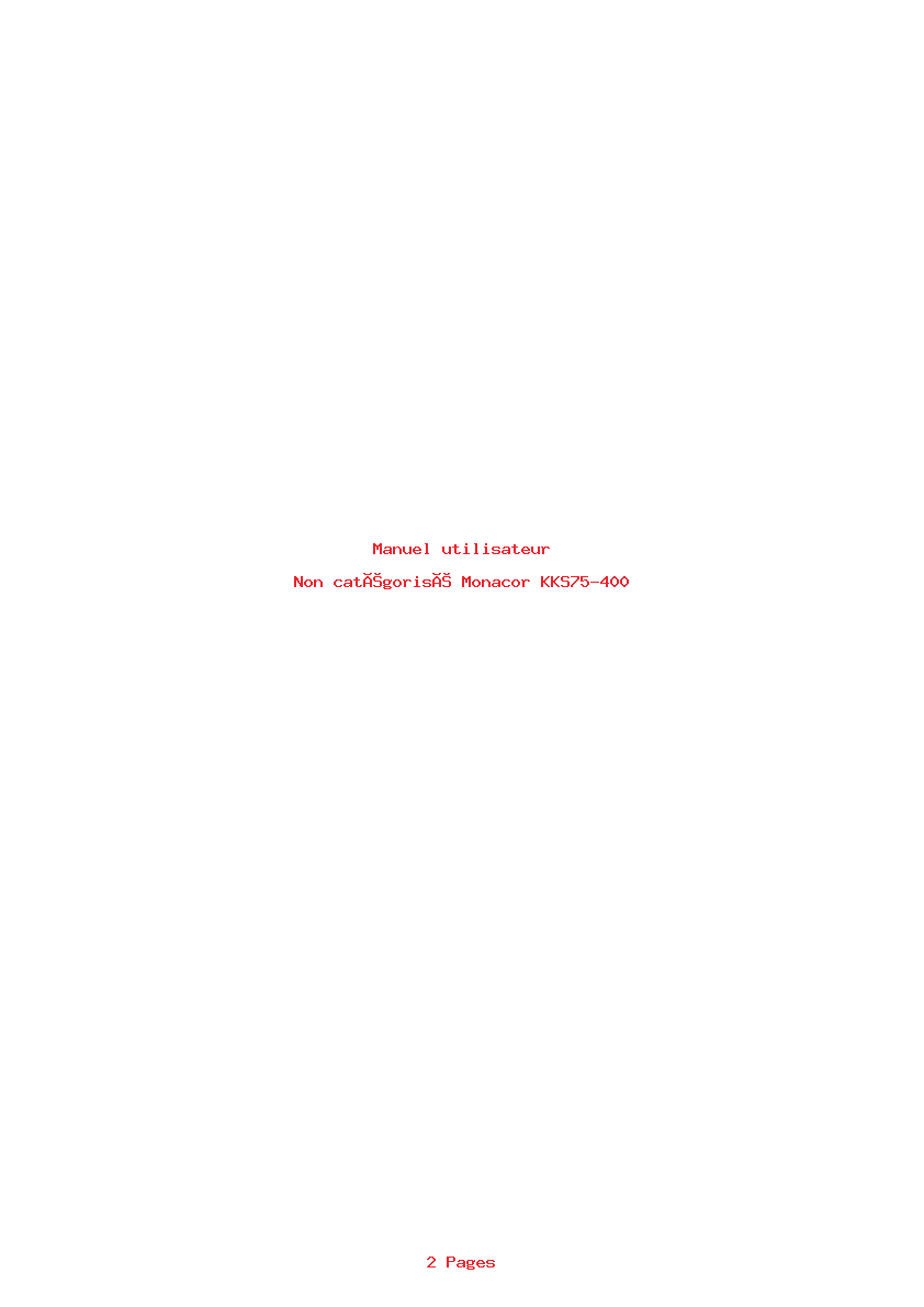 Page 1 de la notice Manuel utilisateur Monacor KKS75-400