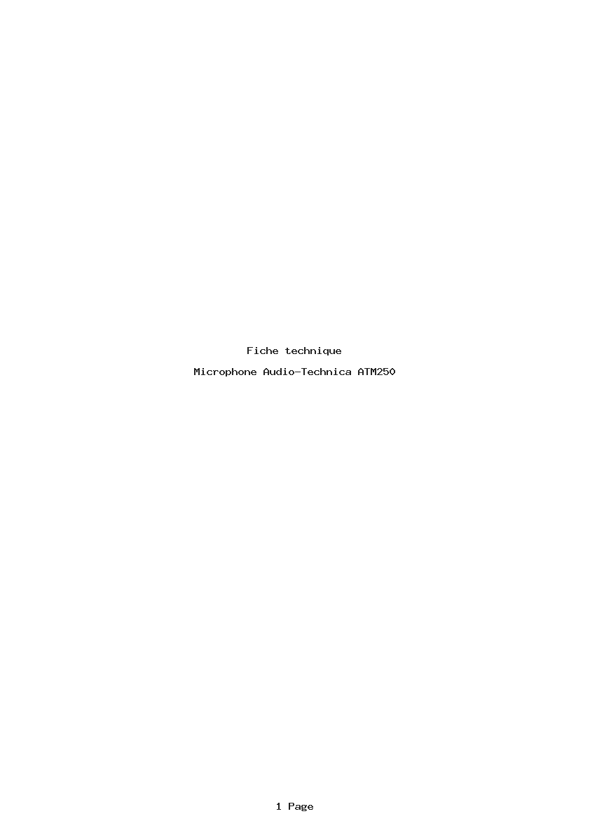 Page 1 de la notice Fiche technique Audio-Technica ATM250