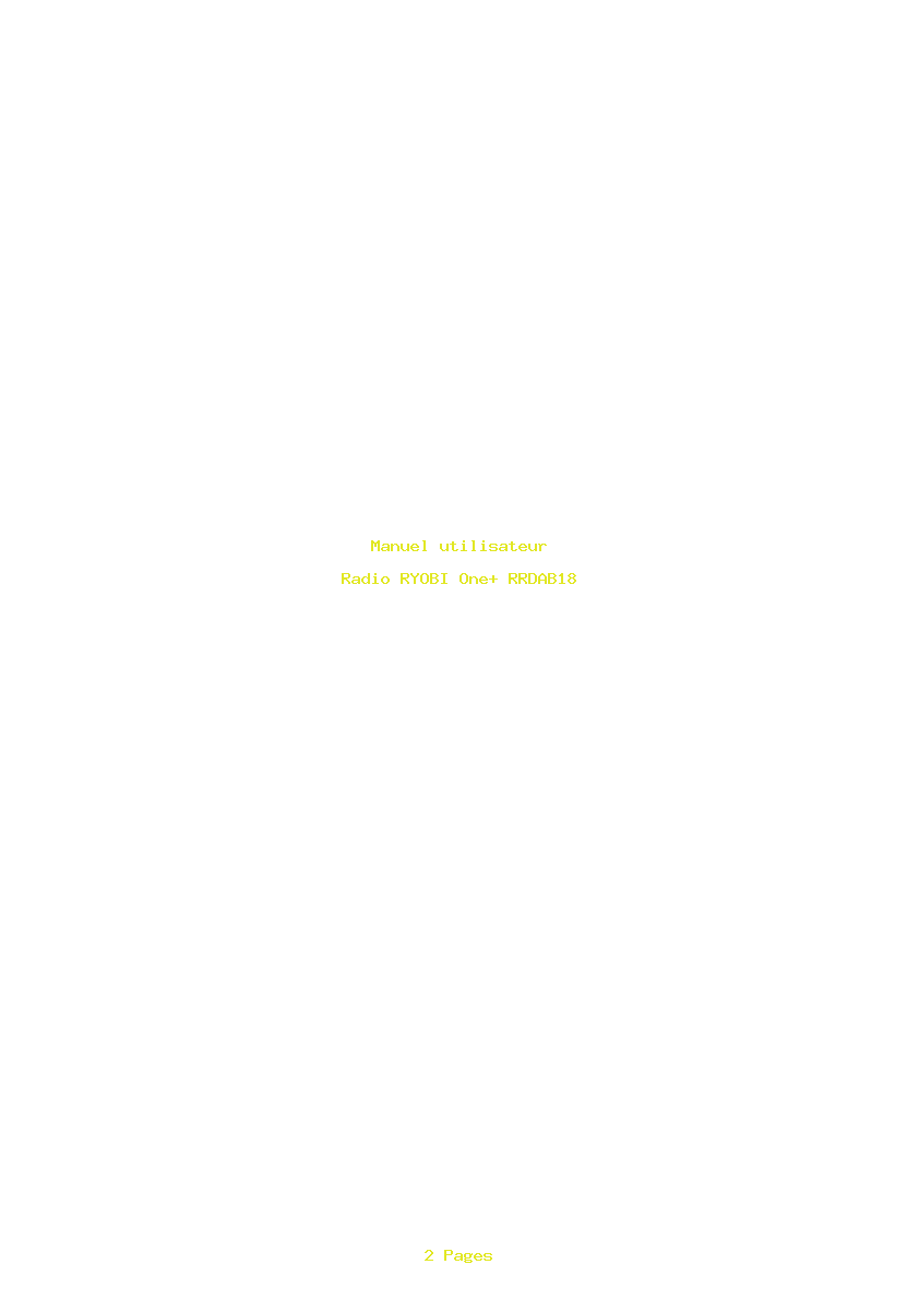 Page 1 de la notice Manuel utilisateur RYOBI One+ RRDAB18