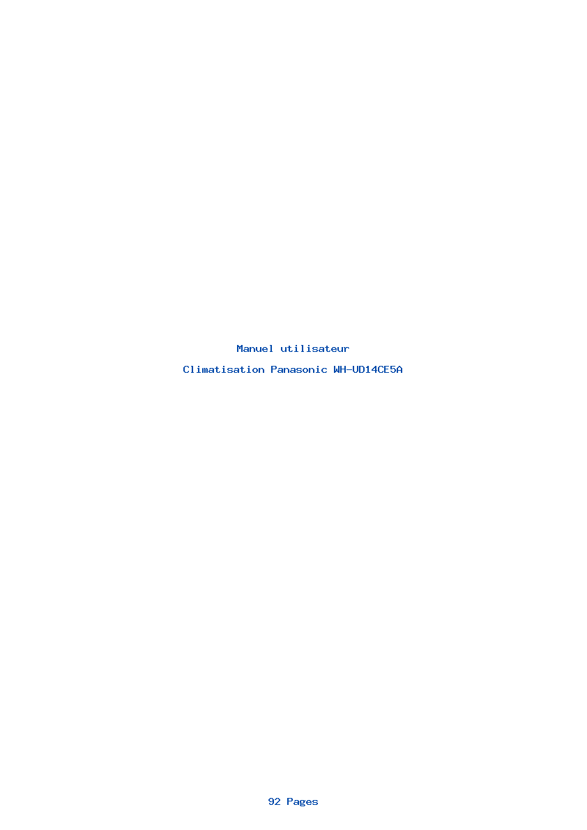 Page 1 de la notice Manuel utilisateur Panasonic WH-UD14CE5A