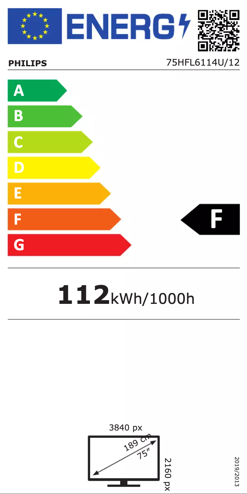 Page 1 of the manual Energy Label Philips 75HFL6114U