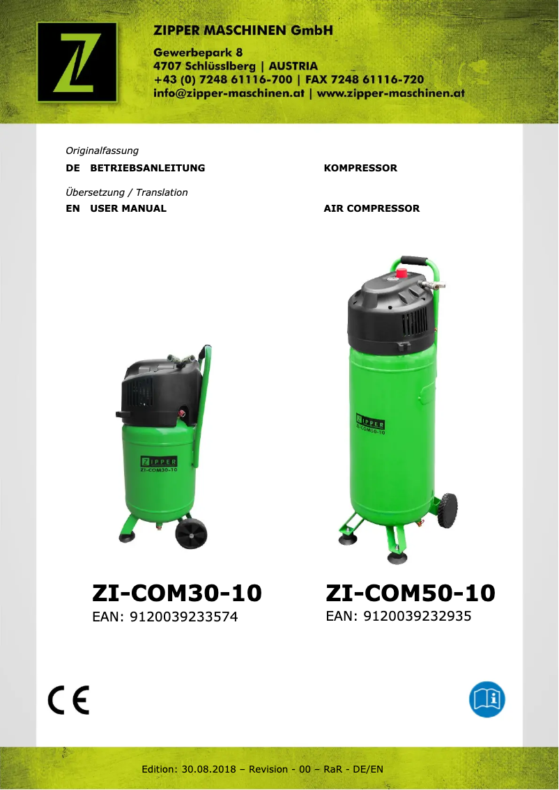 Page 1 de la notice Manuel utilisateur Zipper ZI-COM30-10