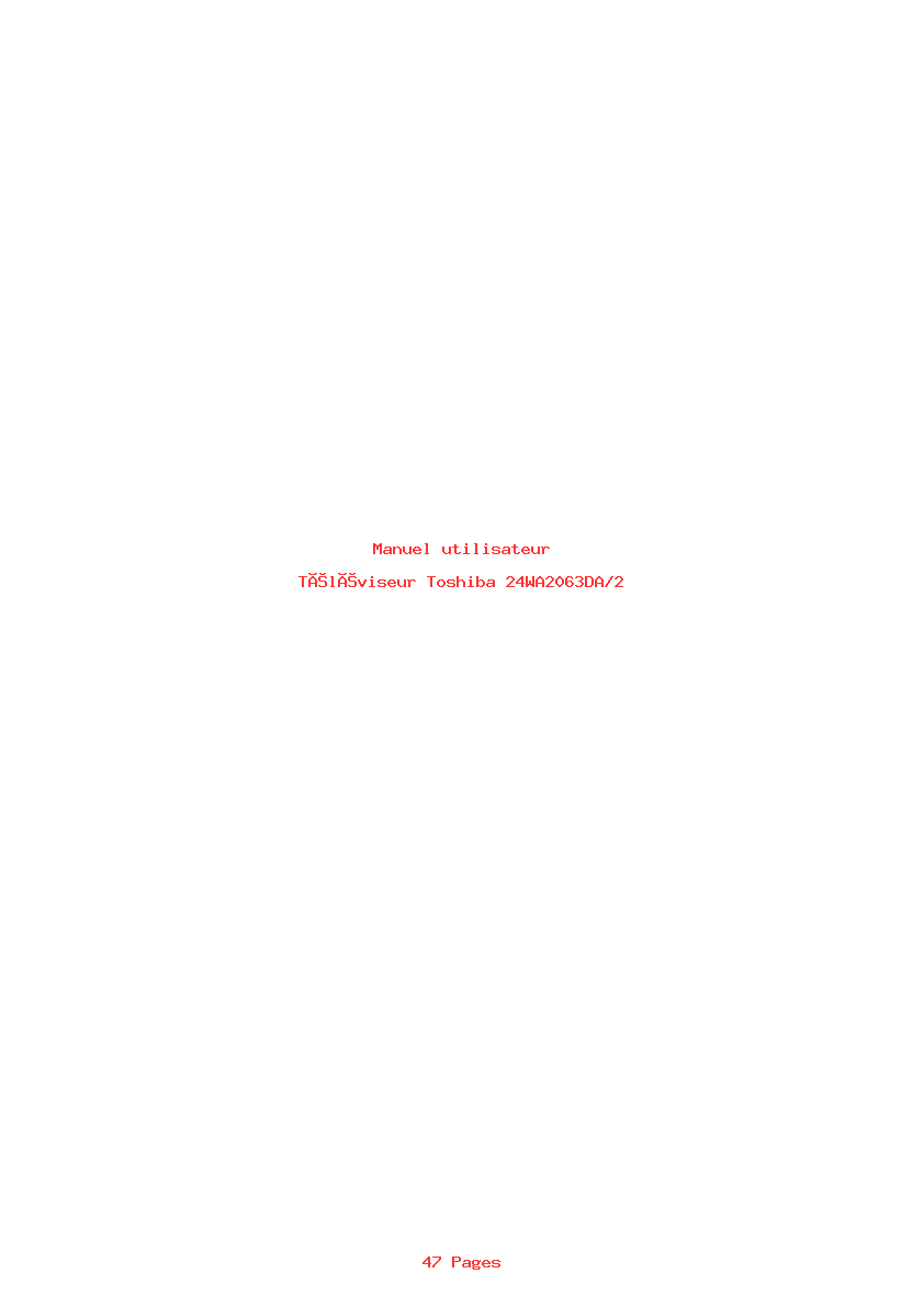 Page 1 de la notice Manuel utilisateur Toshiba 24WA2063DA/2