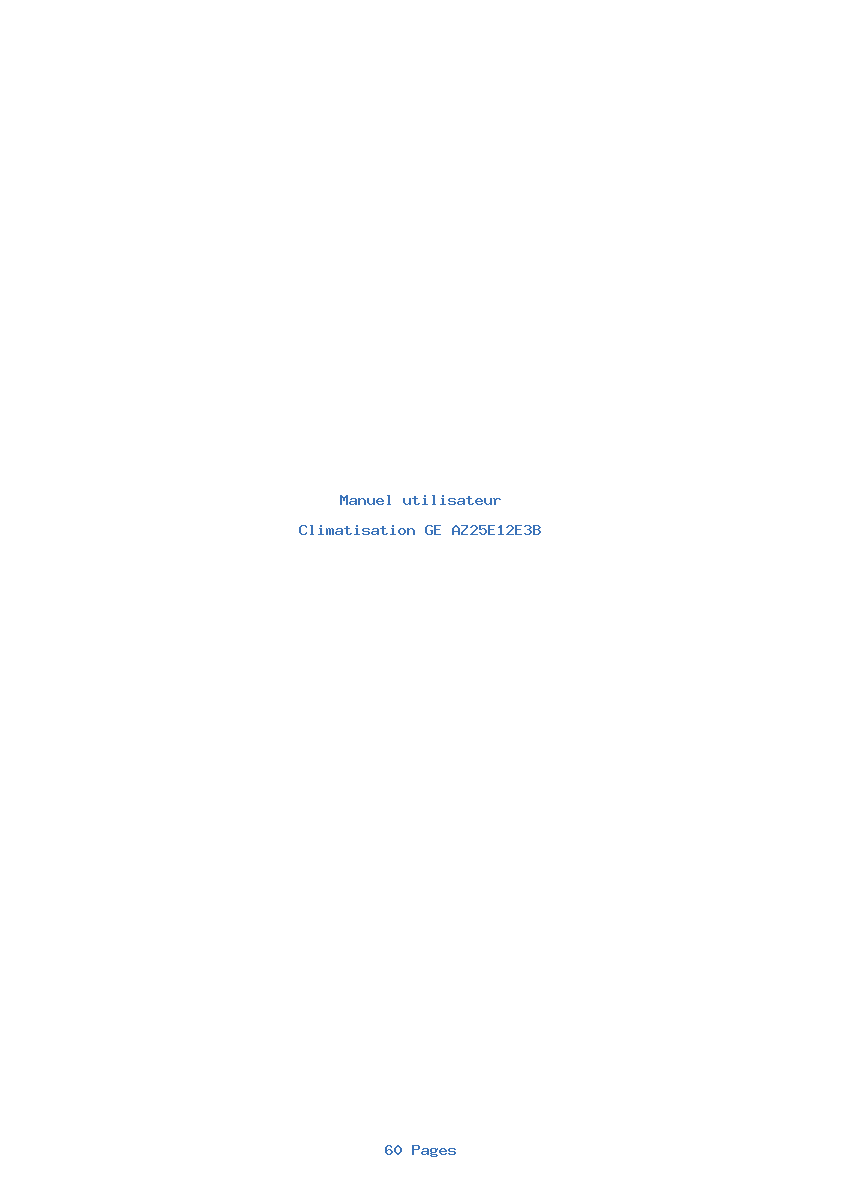 Page 1 de la notice Manuel utilisateur GE AZ25E12E3B