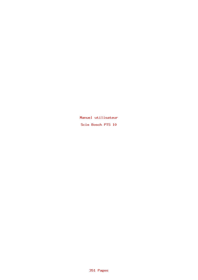 Page 1 de la notice Manuel utilisateur Bosch PTS 10