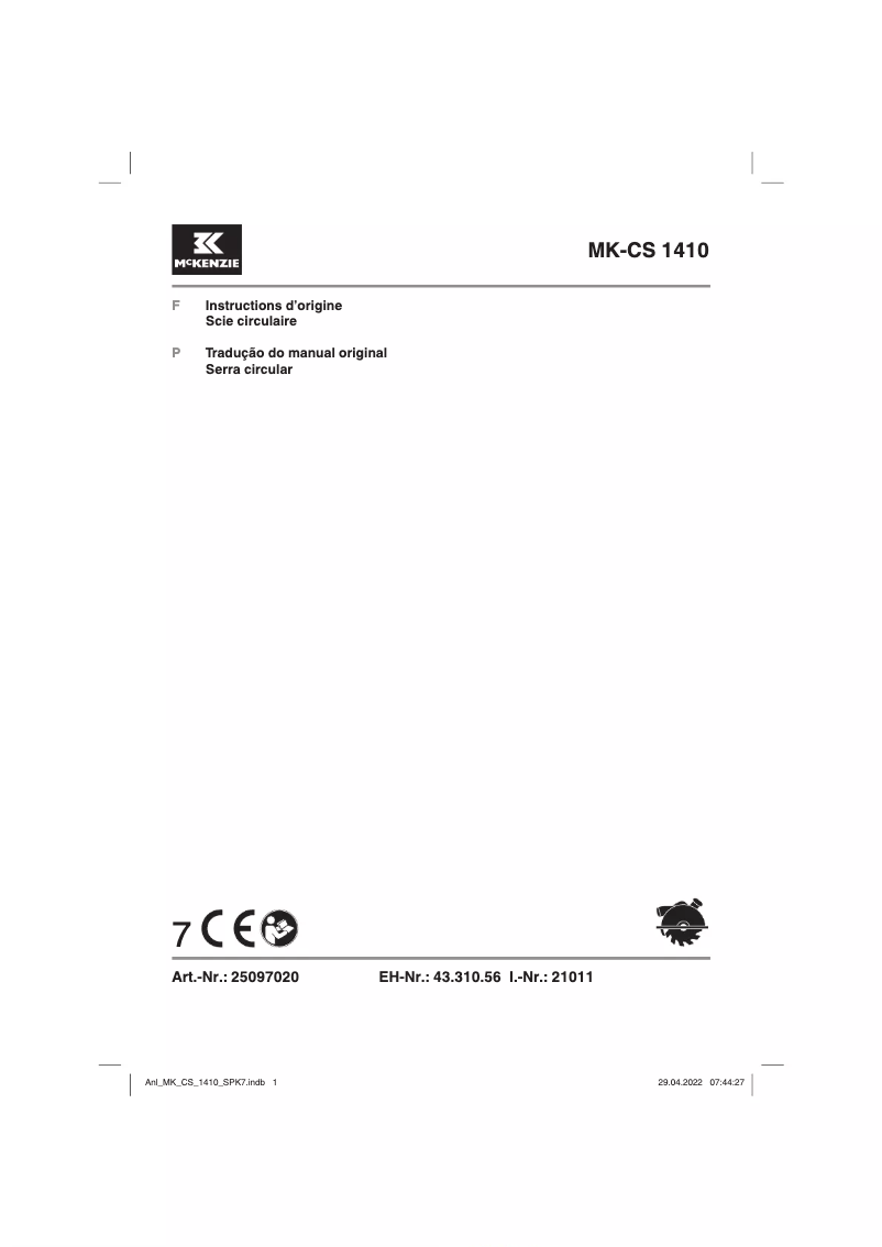Page 1 de la notice Manuel utilisateur McKenzie MK-CS 1410