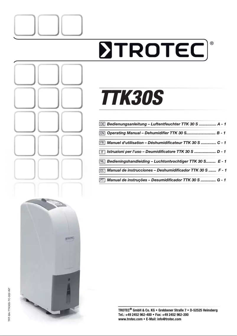 Page 1 de la notice Manuel utilisateur Trotec TTK 30 S
