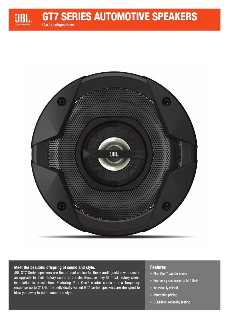 Page 1 de la notice Fiche technique JBL GT7-4