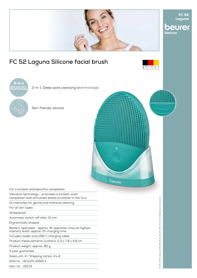 Page 1 de la notice Fiche technique Beurer FC 52 Laguna