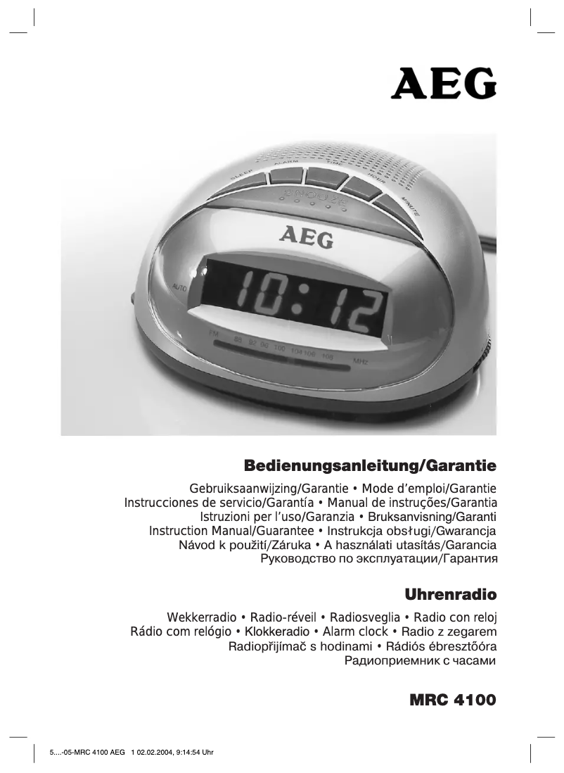 Page 1 de la notice Manuel utilisateur AEG MRC 4100