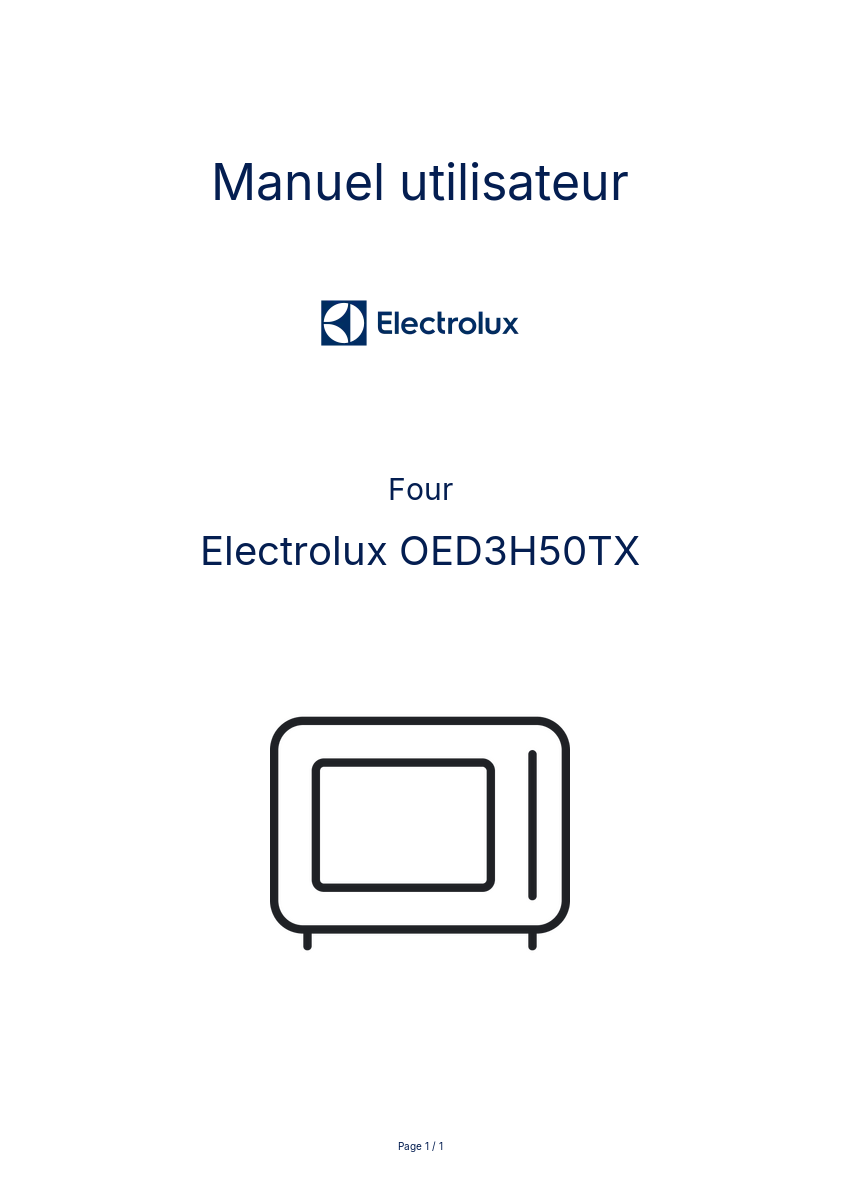 Page 1 de la notice Manuel utilisateur Electrolux OED3H50TX