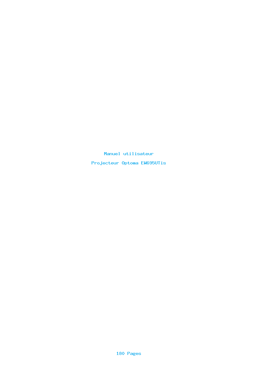 Page 1 de la notice Manuel utilisateur Optoma EW695UTis