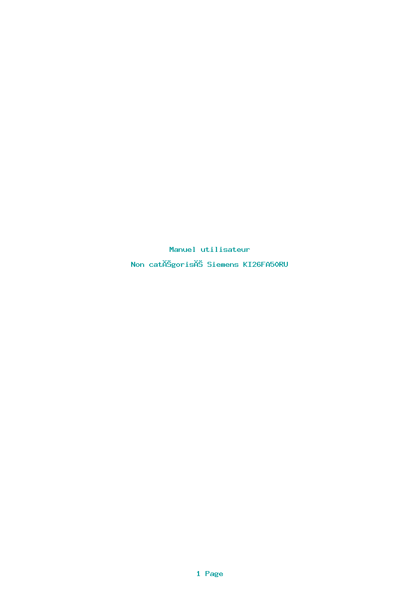 Page 1 de la notice Manuel utilisateur Siemens KI26FA50RU