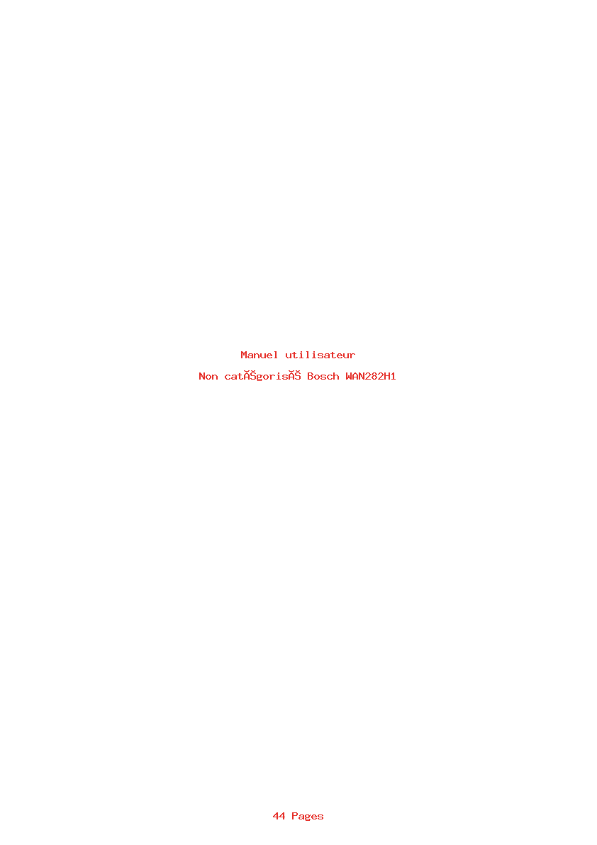 Page 1 de la notice Manuel utilisateur Bosch WAN282H1