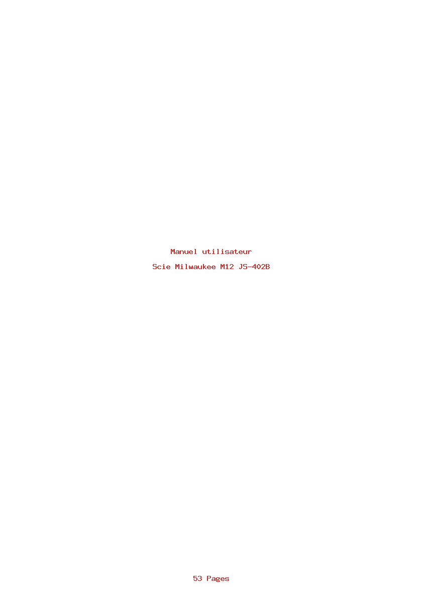 Page 1 de la notice Manuel utilisateur Milwaukee M12 JS-402B