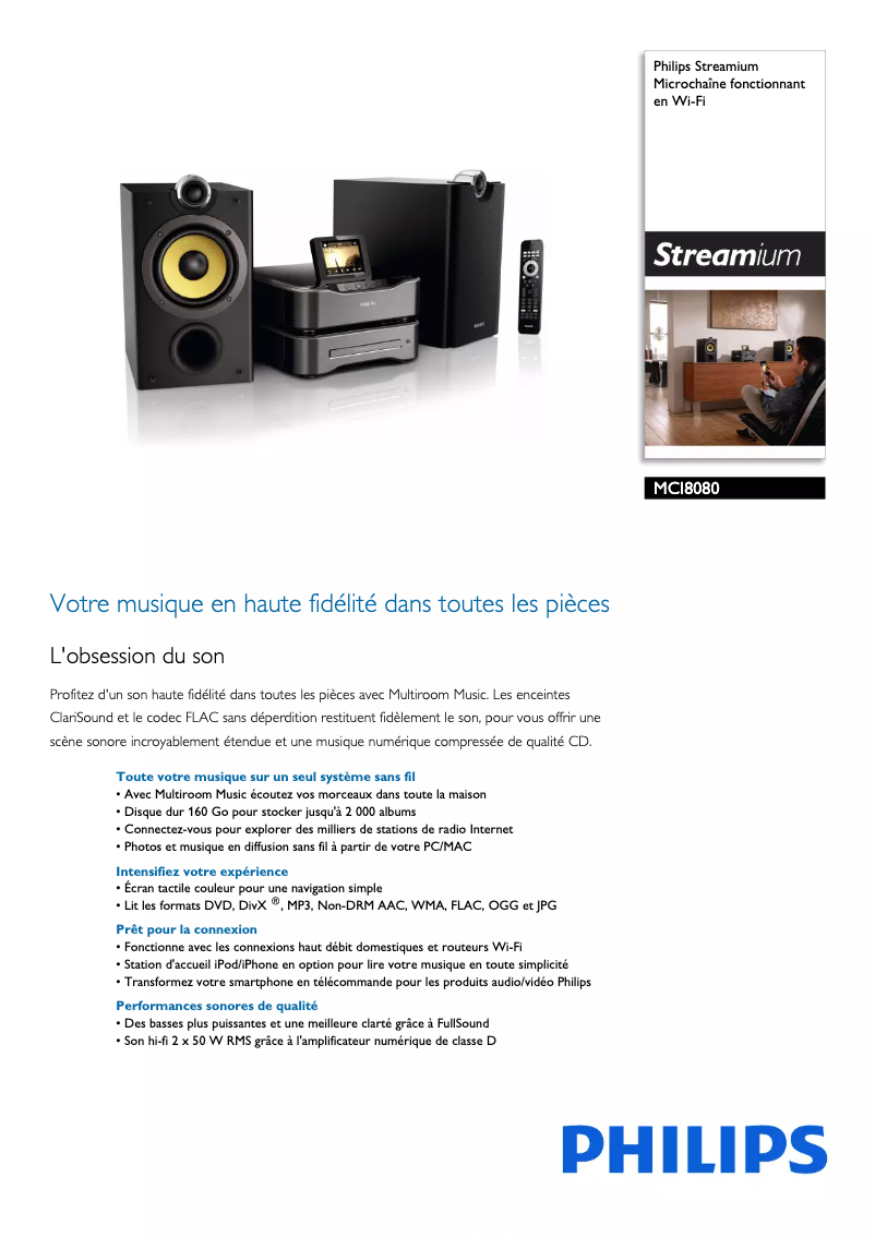 Page n°1 - Fiche technique Philips Streamium MCI8080