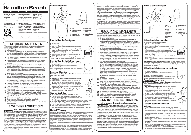 Page 1 of the manual User Manual Hamilton Beach 76388