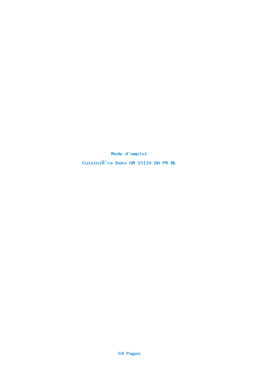 Page 1 de la notice Mode d'emploi Beko GM 15120 DA PR NL