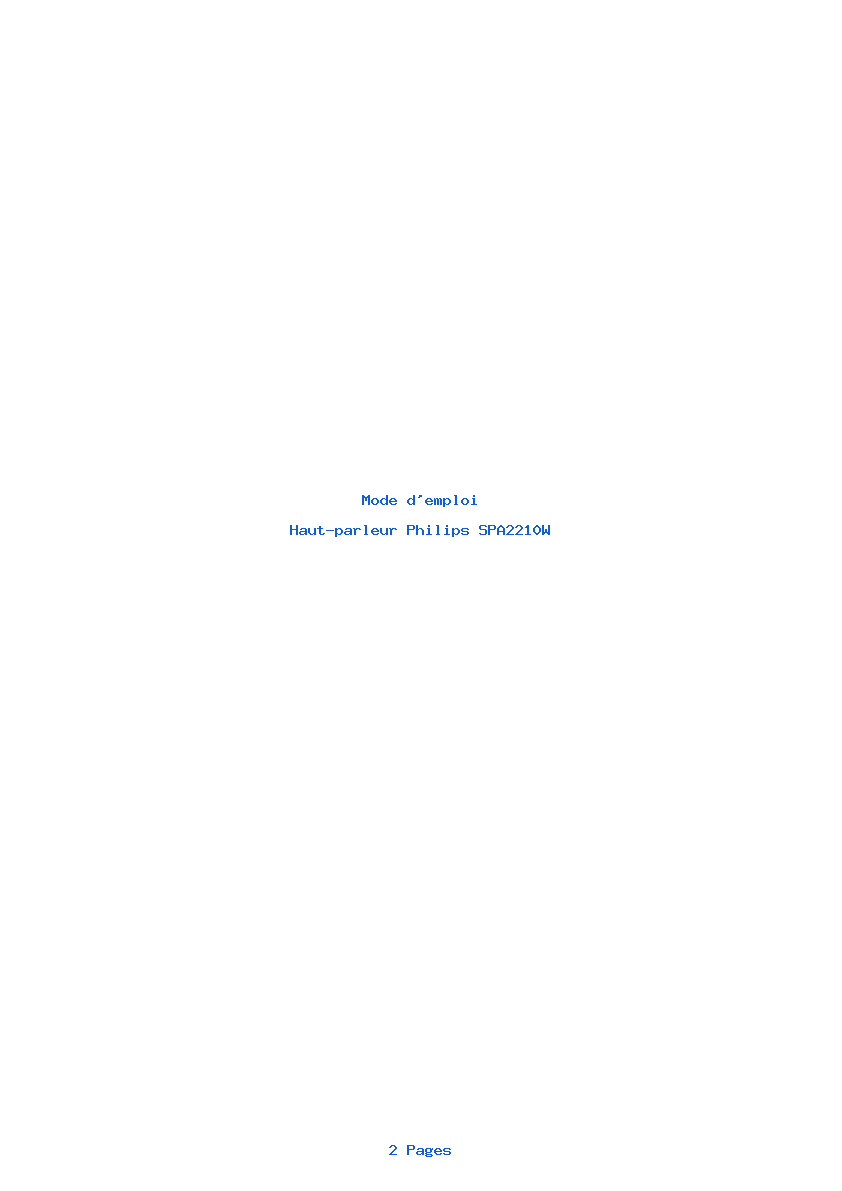 Page 1 de la notice Mode d'emploi Philips SPA2210W