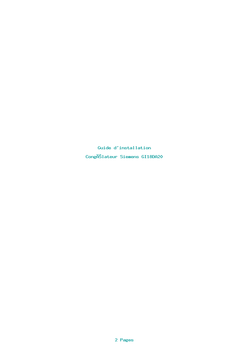 Page 1 de la notice Guide d'installation Siemens GI18DA20