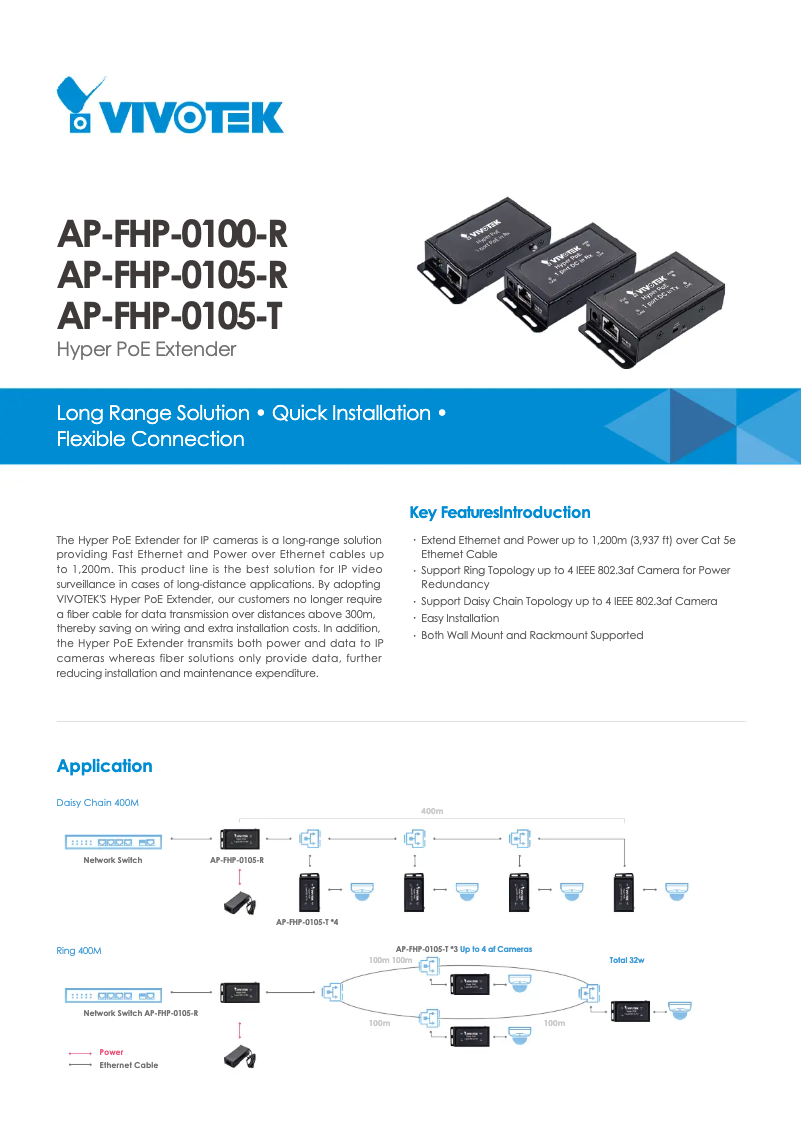 Page 1 de la notice Fiche technique Vivotek AP-FHP-0100-R