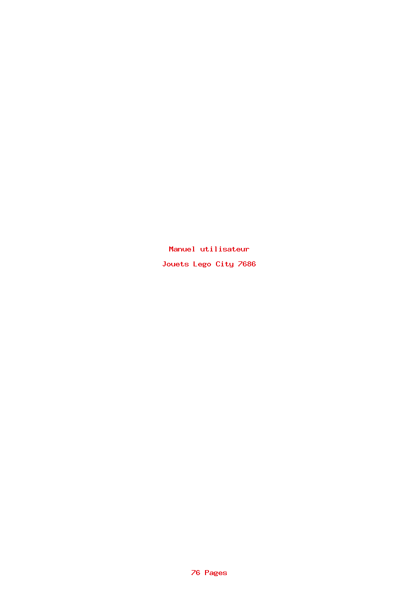 Page 1 de la notice Manuel utilisateur Lego City 7686