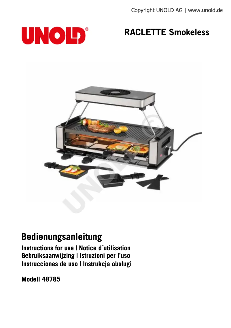 Page 1 de la notice Manuel utilisateur Unold Smokeless 48785