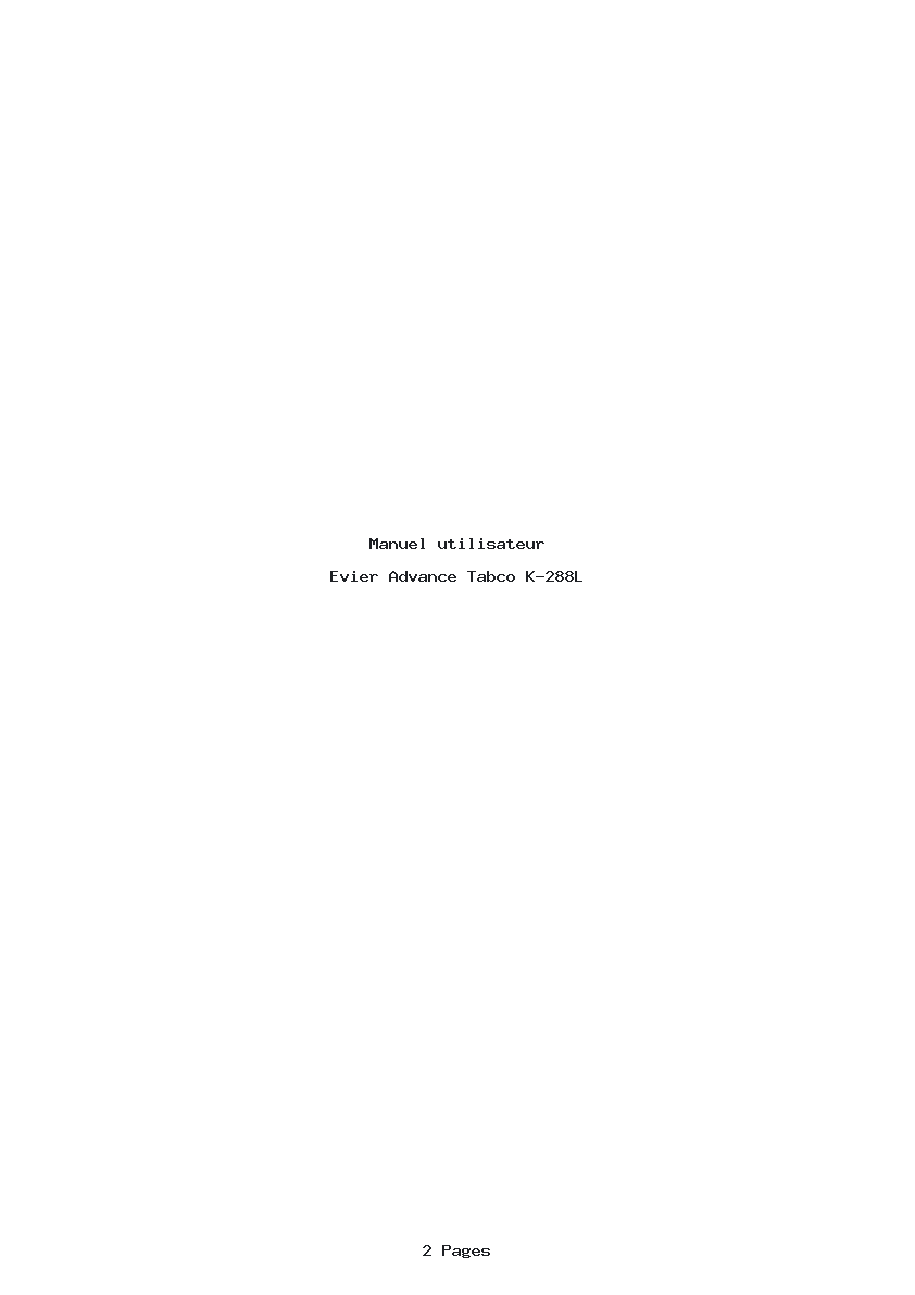 Page 1 de la notice Manuel utilisateur Advance Tabco K-288L