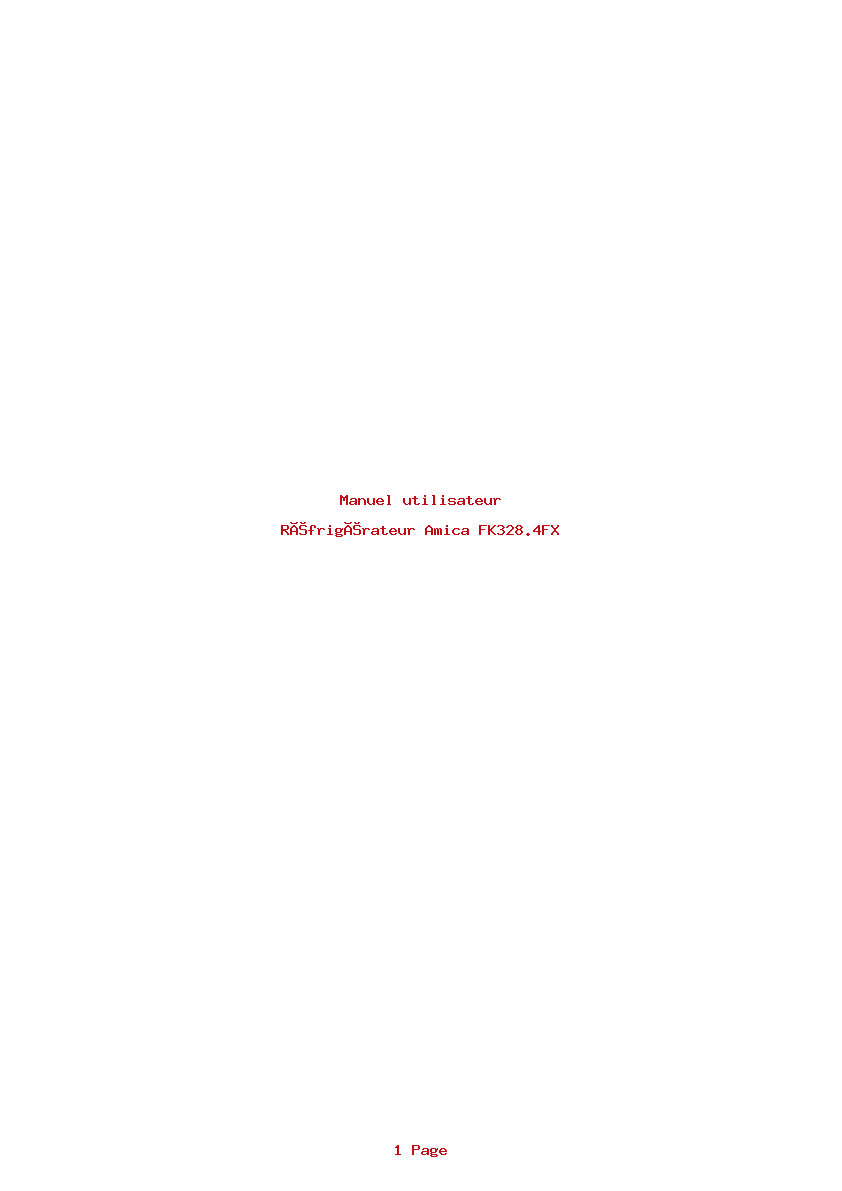 Page 1 de la notice Manuel utilisateur Amica FK328.4FX